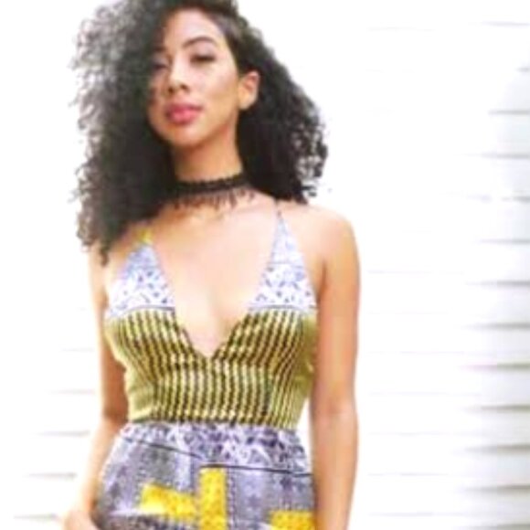 L'Atiste Silky Patterned Sleeveless Jumpsuit Wide Leg - Picture 2 of 6